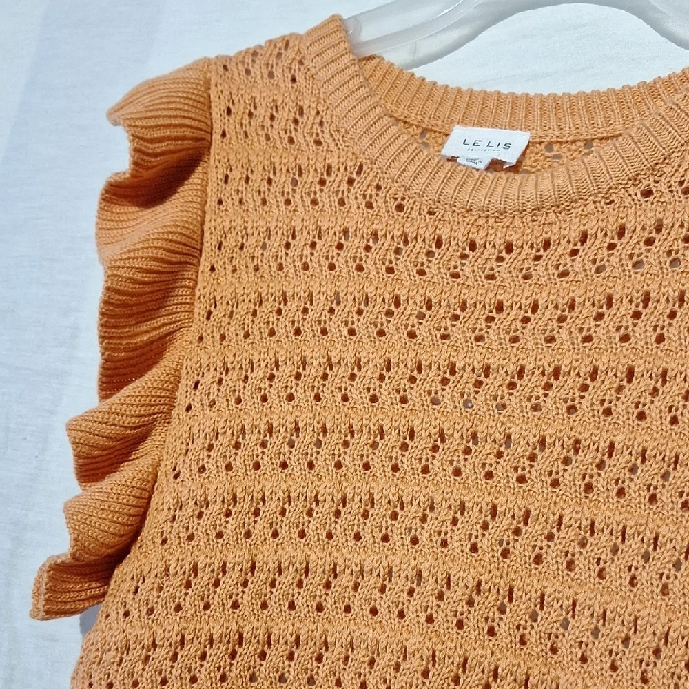 3/$20-Peach Knit Sweater Vest With Ruffles, Le Lis brand - Picture 6 of 11